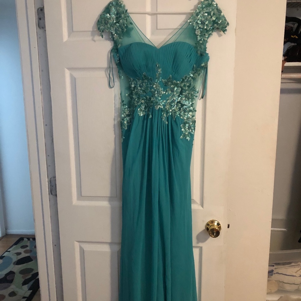 Turquoise Rina Di Montella Gown